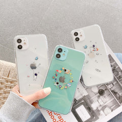 Funny astronaut cute phone case for iphone xs max 7 8 plus 11 12 mini pro max x xr silicone cover capa shell fundas