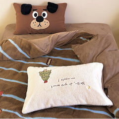 YICKYUE  -  High-end Embroidered Autumn Winter Warm Bedding Set Soft Warm Artificial Rabbit Velvet Duvet Cover Set Warmth Blanket Cover Sets