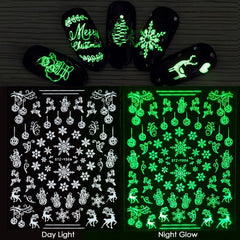 5D Nail Snowflakes Nail Art Stickers White Glitter Decals Nail Sliders Winter Christmas Decorations Manicure Foils TRSTZ5D01-08