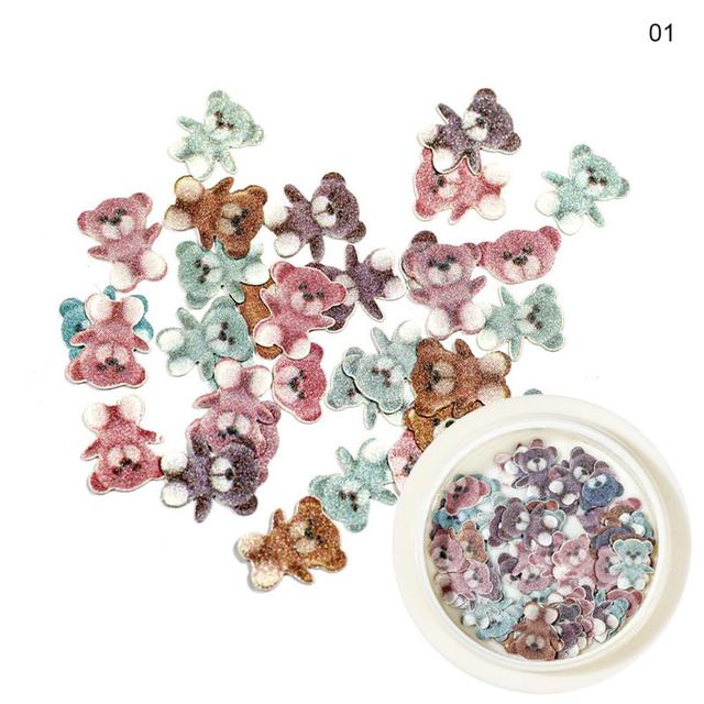 1Box 3D Mix Maple Leaf Christmas Wood Pulp Nail Flakes Emulation Butterfly Colorful Flowers Nail Art Sequins Manicure Decoration