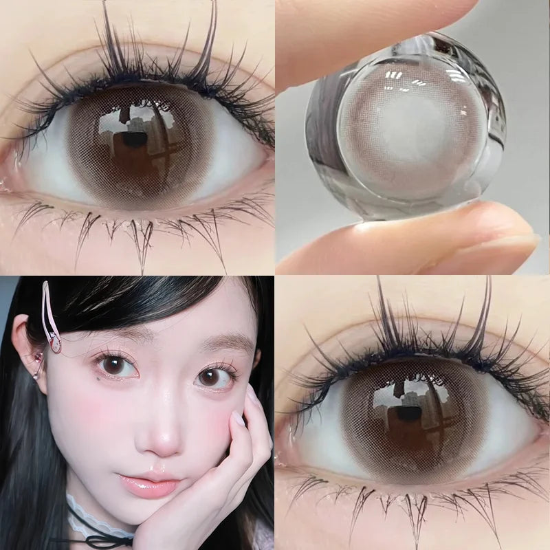 YICKYUE    2Pcs Yearly Soft Circular Colored Contact Lenses Beauty Pupil Gray Blue Eyes Green Makeup Pink Fast Shipping High Quality