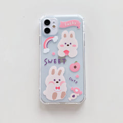 Cute Peach bears phone case for iphone 11 case geometry silicone soft clear for iphone XR XS MAX 7 8 Plus 11 Pro Max cover funda
