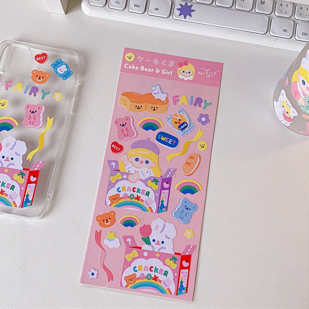 W&G Korea Ins Cute Bear Hand Account Stickers Kawaii Mobile Phone Ornamants Fun Stickers Water Cup Decoration Sealing Stickers
