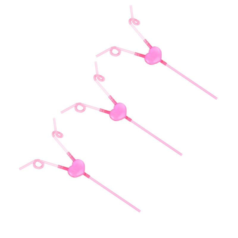 3/5/10pcs Funny Love Heart Double Head Straws Plastic Drinking Straws Flexible Drinking Tube Birthday Party Supplies Accessories