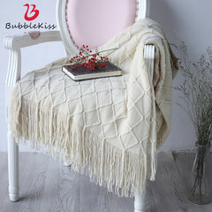 Sofa Blanket Spot Warm Blanket Cloth Model Room Blanket  Large Diamond Nordic Style knitted blanket Photo Decorate Blanket