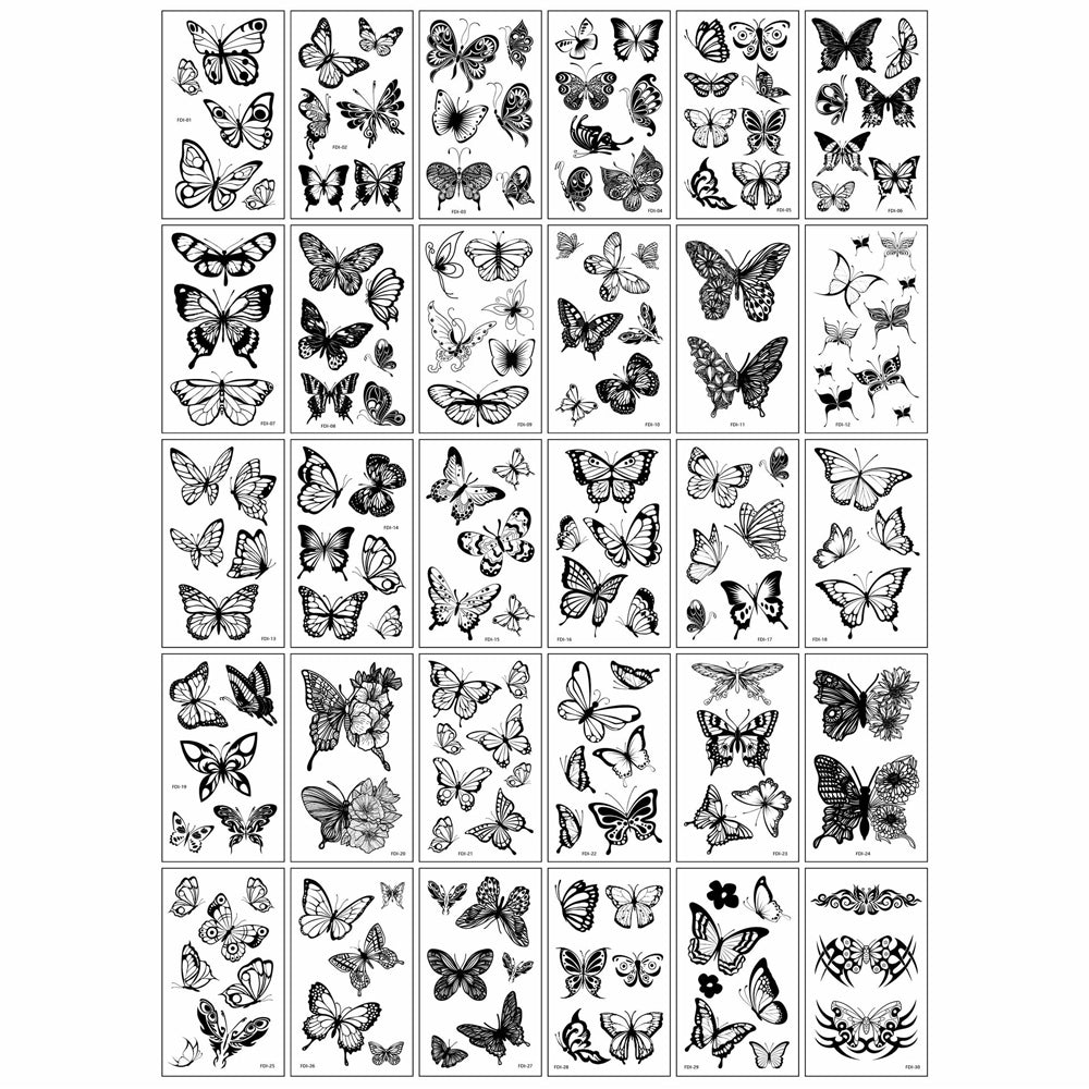 YICKYUE  -  30pcs/set 3D Butterfly Temporary Tattoo Sticker Waterproof Fake Tattoo Flash Water Transfer Tatoo Arm Leg for Women Men Body Art