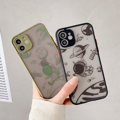 Luxury Astronaut Matt Transparent Phone Case For iPhone 11 12 Pro Max Mini X Xs XR 7 8 Plus SE 2  Silicone Shockproof Cover