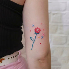 Waterproof Temporary Tattoo Sticker Korean Style Color Small Rose Star Design Body Art Fake Tattoo Flash Tattoo Arm Wrist Female