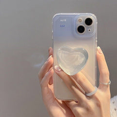 Cute Love Heart Ring Holder Stand Bracket Transparent Silicone Soft Case for iphone 13 Pro Max 12 11 XR X XS 7 8 plus SE 3 Cover