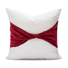 Yickyue New Velvet Christmas Cushion Cover Pillow Covers Decorative Red Bow Hairball Cushion Cover Festive Home Christmas Decorations