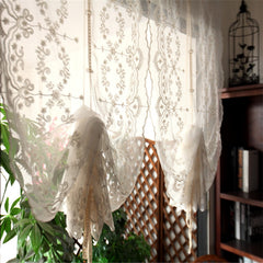 YICKYUE  -  Free Shipping Pastoral Purdah Lifting Curtains Balloon Gift BlindsRomantic Shades Finished Drapes Fan Draw Ribbon Short Blinds