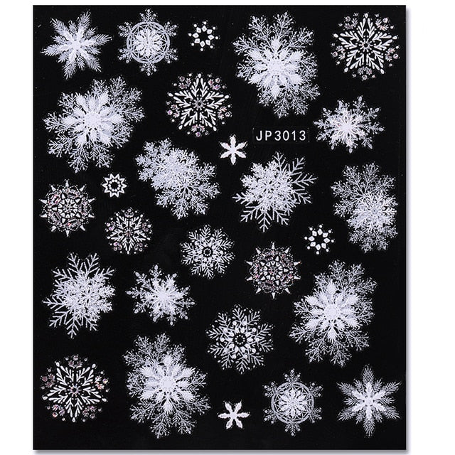1Pcs 3D Nail Sticker Christmas iridescent Snowflake For Gold Silver Nail Art Stickers DIY Nail Art Decoration Decals
