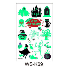 Child Cartoon Luminous Tattoo Sticker Halloween Party Glow Sticker On The Face Arm Leg Children Body Art Sticker