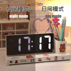 W&G Ins Pen Holder LED Clock Snooze Alarm Student 2021 New Wake Up Wake Up Children Girl Desktop Organizer Clock Digital Clock