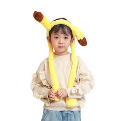 Cute Plush Bunny Ear Move Headband Easter Rabbit Ears Popping Up Pressing the Paws Bunny Fluffy Funny Ear Flag Headband for kids