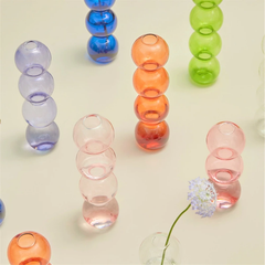 YICKYUE   -  Retro Glass Spherical Colorful Vase