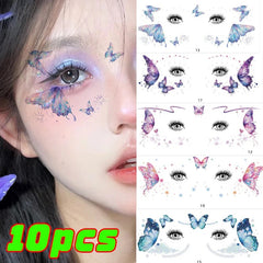YICKYUE  -  Fairy Butterfly Wings Tattoo Sticker Waterproof Lasting Eyes Face Body Art Fake Tattoos for Women Makeup Dance Music Festival