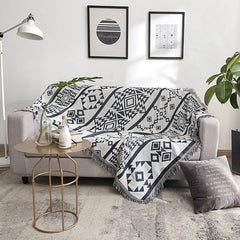 Europe Style Sofa Throw Blanket Cotton Thread Knitted Blanket With Tassel Geometry Bohemian Sofa Cover Bed Blanket 2 side Print