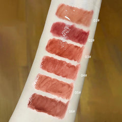 Yickyue Apricot Tea Brown Jelly Lip Gloss Watery Mirror Liquid Lip Glaze Long Lasting Moisturizing Shiny Lip Tint Makeup Women Cosmetics