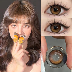 YICKYUE  -  1 Pair New Korean Lenses Colored Contact Lenses With Degree Myopia Lenses Soft Beautiful Pupil Brown Contact Make Up