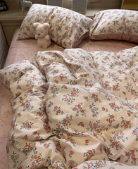 YICKYUE  -  Fashion pastoral flower red bedding set,twin full queen american country cotton home textile bed sheet pillow case quilt cover