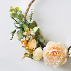 Hoop Wreath Artificial Flower and Vine Wreath Garland Hanging Pendant for Christmas Wall Decor Wedding Backdrop