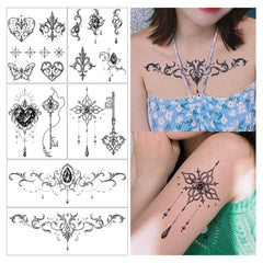 YICKYUE  -  6pcs New Love Key Inspirational Personalized Pattern Semi Permanent Tattoo Stickers for Women Waterproof Tattoo Stickers
