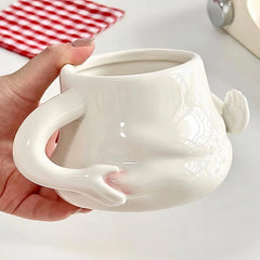 YICKYUE  -  Kawaii Ceramic Mug Cute Pinch Belly Coffee Cup Milk Tea Water Cups Creative Buddha Cup Mug Gift Porcelain Drinking Coffee Mugs