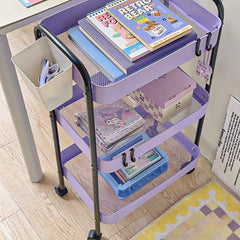 YICKYUE  -  3 Layer Home Contrast Color Trolley Storage Shelf Multi-layer Movable Trolley Cosmetics Snack Storage Rack Bathroom Mobile Shelf