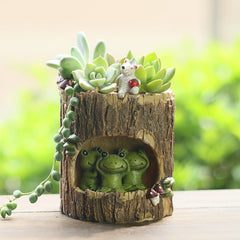 Zakka Tree Stump Hole Flower Pots Cartoon Resin Plant Planter Succulent Flowerpot Garden Accessories Desktop Decoration RR2262