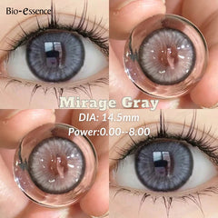 YICKYUE  -  1Pair Colored Contact Lense with Prescription Natural Blue Korean Big Eyes Contact Yearly Use Pupils