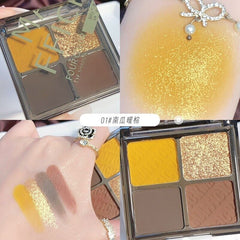Yickyue 4 Colors Gliltter Eyeshadow Palette Matte Eye Shadow Pallete Shimmer Shine Nude Make Up Palette Cosmetic Women