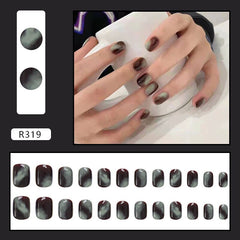 24PCS glue for nails Halo Staining Nail Patch Sweet Style Removable Short Paragraph Fashion Manicure Save Time False Nail Patch