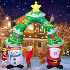 Yickyue New Christmas Santa Claus Inflatable Decoration for Home Outdoor Xmas Elk Pulling Sleigh Snowman Decor Yard Garden Party Arch