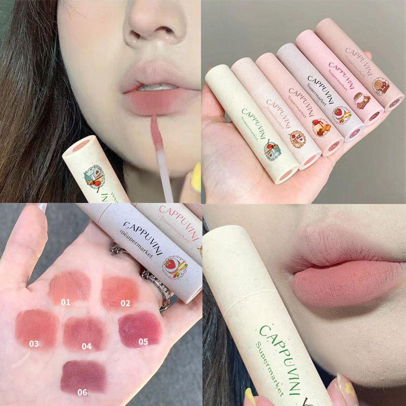 Yickyue Cream Nude Lip Gloss Velvet Fog Matte Liquid Lipstick Easy To Use Pink Color Rendering Long Lasting Makeup Korean Comestic