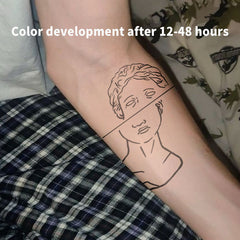 YICKYUE  -  Retro Temporary Tattoos Arm Waterproof Classical Sculpture Avatar Herbal Juice Tattoo Stickers Fake Tatto Punk Cheap Bodyart Y2K