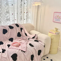 YICKYUE  -  Love Heart Soft Throw Blanket Premium Silky Flannel Fleece 3D Jacquard Decorative Fuzzy Blankets, for Women and Girls Bedroom