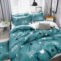 Yickyue Ins cartoon student dormitory three piece set 1.5 four piece set cute kitty bedding home decoration sheet. bedspreads queen
