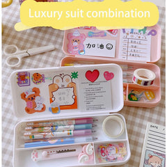 W&G Korean Creative Pencil Case Large Capacity Transparent Frosted Pencil Case Student Plastic Pencil Case
