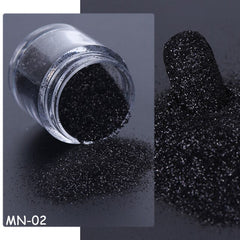 1Box Nail Glitter Sugar Powder Balck White Dip Powder Candy Sand Nail Pigment Winter Design Rub Dust Manicure Tools GLMN01-08