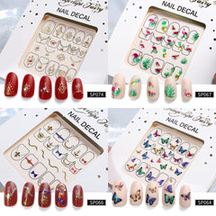 1pc 3D women butterfly nail decoration Nail Water Sticker Flower Flamingo Beauty Slider Colorful Plant Pattern Manicure Sticker