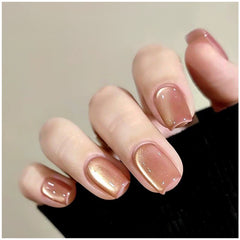 YICKYUE  -  10ML 1pcs 2025 New Autumn Style Gold Light Nectarine Cat Eye Nail Glue Christmas Nails Pink Nails Glass Bead Cat Eye Gel Polish