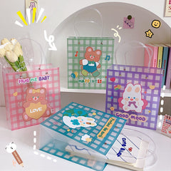 W&G 10pcs Bags PVC Kawaii Bear Storage Bag Girl Portable Shopping Bag Packaging Bag Gift Cartoon Handbag Organizer Women 2022