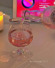 French Retro Romantic Love Glass Short Sweet Wine Glass Chic Hello Good Morning Simple Champagne Juice Party Cup