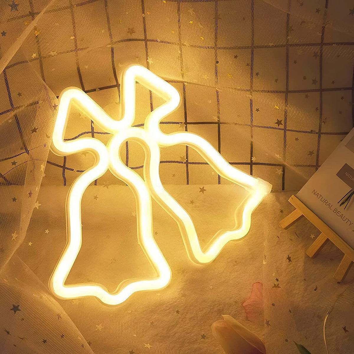 W&G Christmas Decoration Ins LED Neon Lights Christmas Tree Elk Bells Modeling Night Lights Home Decoration Atmosphere Lights