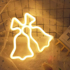 W&G Christmas Decoration Ins LED Neon Lights Christmas Tree Elk Bells Modeling Night Lights Home Decoration Atmosphere Lights