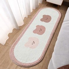 Yickyue Cartoon Faux Lamb Wool Bedroom Bedside Rugs Lovely Rabbit Pink Bed Area Carpet Soft No Icy Feet for Girls Children Bed Room Rug