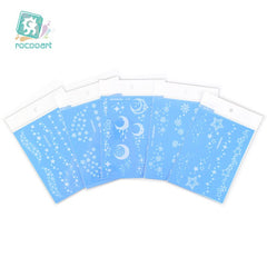 Waterproof Temporary Tattoo Face Neck Water Transfer White Henna Tattoo Fake Moon Star Lace Tattoo Design Sticker Decal