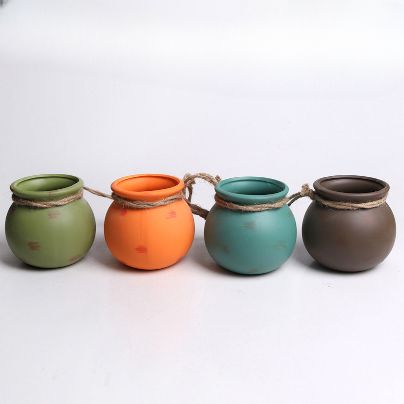 YICKYUE  -  4PCS Outdoor Home Garden Hanging Flowerpot Ceramic Vertical Flowerpot Plant Succulent Flowerpot Vase Wall Railing Decoration
