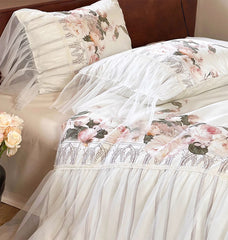YICKYUE  Elegant romantic pastoral flower bedding set,full queen king fairyfair flounce home textile bed sheet pillow case quilt cover